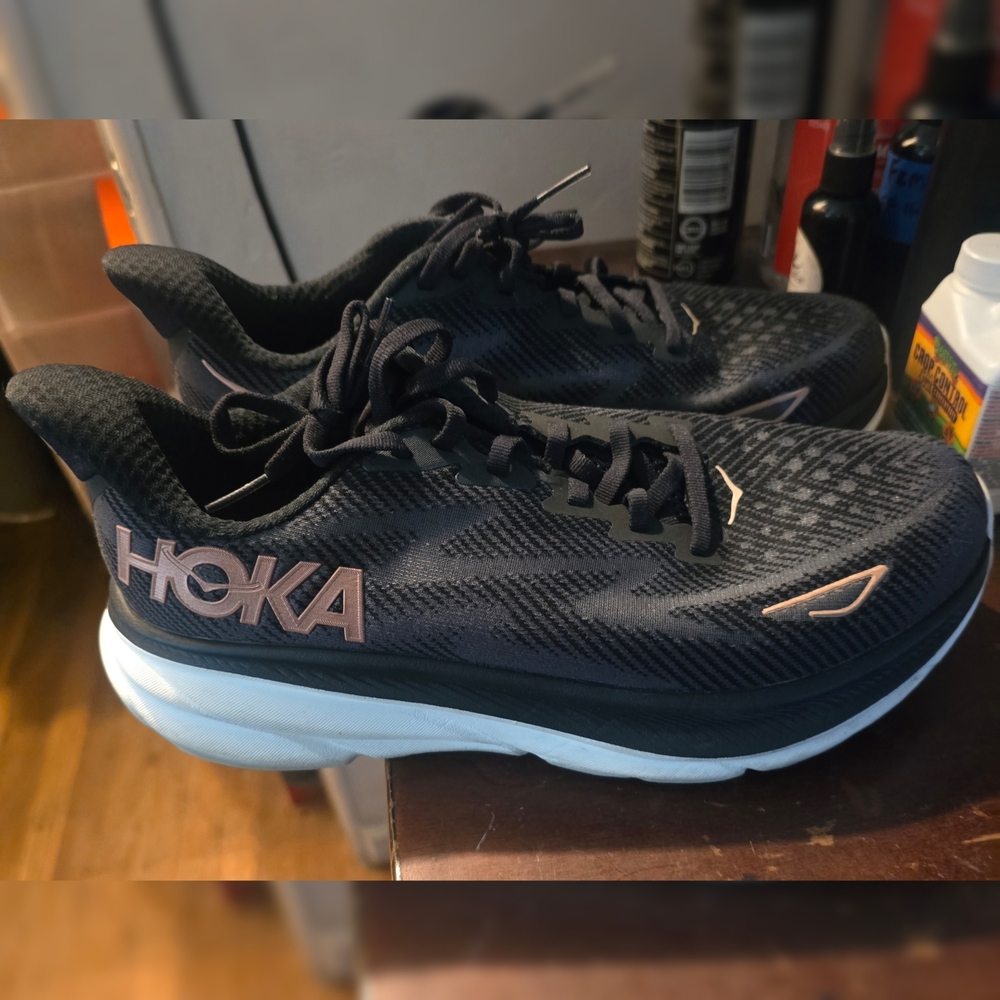 Hoka Black and White Athletic Shoes